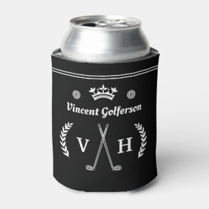 Monogram Laurel Wreath Golf Clubs Crown Name Black Blikjeskoeler