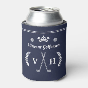 Monogram Laurel Wreath Golf Clubs Crown Name Blue Blikjeskoeler