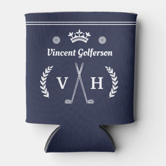 Monogram Laurel Wreath Golf Clubs Kroonnaam Blauw Blikjeskoeler (Voorkant)