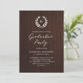 Monogram Laurel Wreath Rustic Afstuderen Kaart (Staand voorkant)