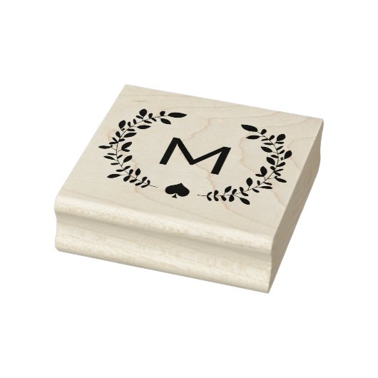 Monogram laurier en spade rubberstempel (Stempel)