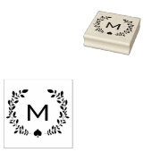 Monogram laurier en spade rubberstempel (Gestempeld)