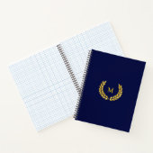 Monogram & laurier op Navy Blue Notitieboek (Binnen)