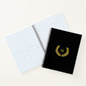 Monogram & laurier op zwart notitieboek (Binnen)