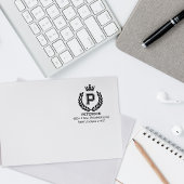 Monogram laurierkroon, het adres van de douaneteru rubberstempel