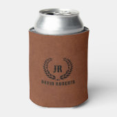 Monogram Lauwerkrans Bruin Nepleer Blikjeskoeler (Blikje Voorkant)
