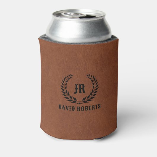 Monogram Lauwerkrans Bruin Nepleer Blikjeskoeler (Blikje Achterkant)