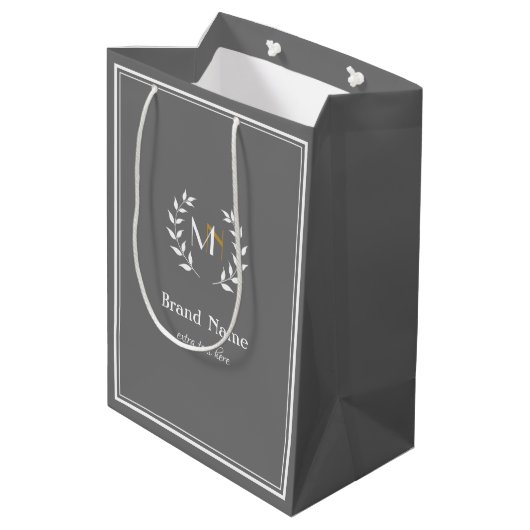 Monogram Lauwerkrans Grijs Medium Cadeauzakje (Achterkant Gekanteld)