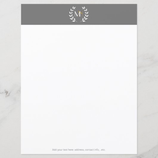 Monogram Lauwerkrans Grijs Papier (Voorkant)