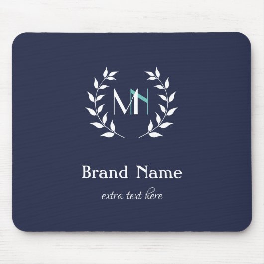 Monogram Lauwerkrans Navy Blauwe Muismat (Voorkant)