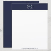 Monogram Lauwerkrans Navy Blauwe Papier (Voorkant / Achterkant)