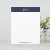 Monogram Lauwerkrans Navy Blauwe Papier (Staand voorkant)