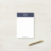 Monogram Lauwerkrans Navy Blauwe Post-it Notities Post-it® Notes (Op bureau)