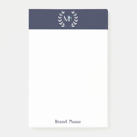 Monogram Lauwerkrans Navy Blauwe Post-it Notities Post-it® Notes (Voorkant)
