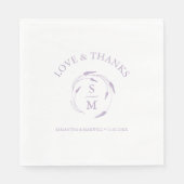 Monogram Lavendel bruiloft servetten (Voorkant)