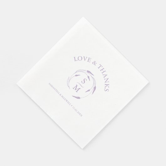 Monogram Lavendel bruiloft servetten (Hoek)