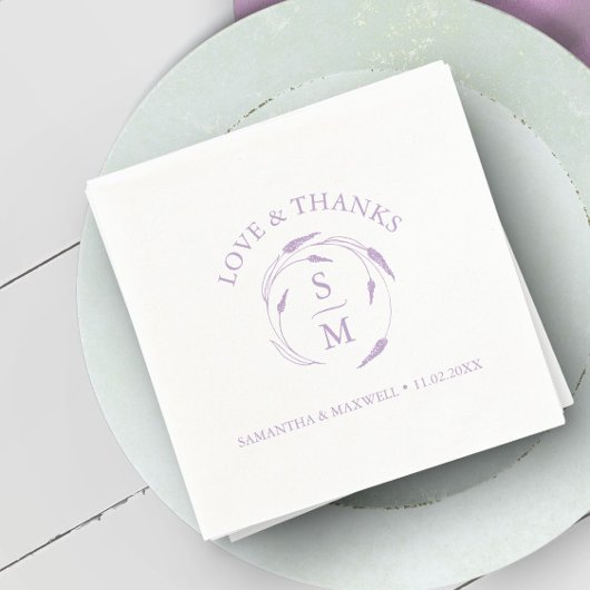 Monogram Lavendel bruiloft servetten