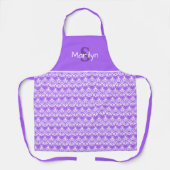 Monogram Lavendel en Wit Hartjes Patroon Schort (Voorkant)