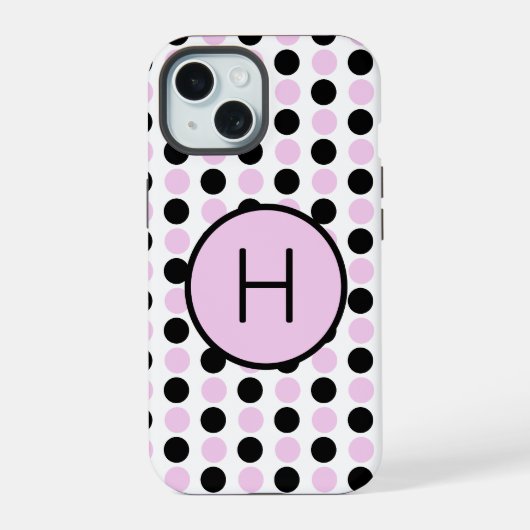 Monogram Lavendel en zwart iPhone 15 Case (Achterkant)