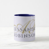 Monogram Lavendel Goud Zwart Minimalistisch Stijlv Mok (Midden)