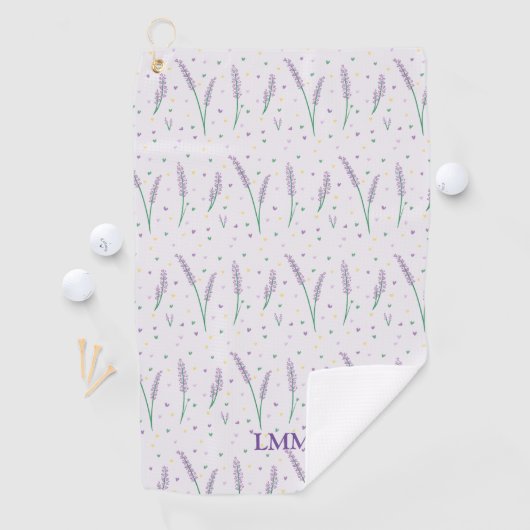Monogram Lavendel Harten Girly  Golf Golfhanddoek (Insitu)