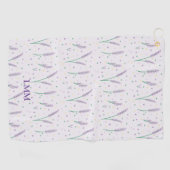 Monogram Lavendel Harten Girly  Golf Golfhanddoek (Horizontaal)
