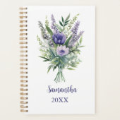 Monogram Lavendel Paarse bloemen Eucalyptus jaarli Planner (Voorkant)
