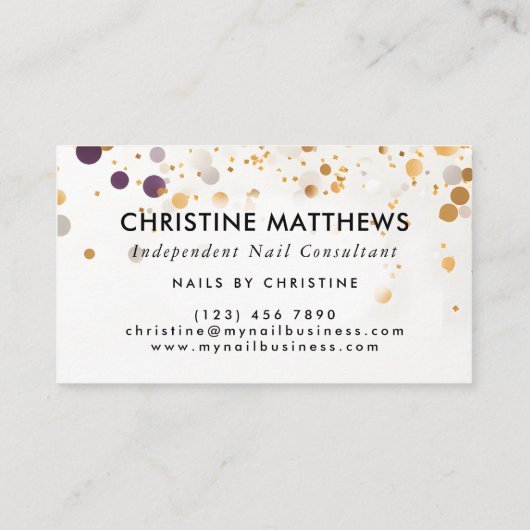 Monogram Lavendel Paarse en gouden moderne paillet Visitekaartje (Achterkant)