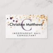 Monogram Lavendel Paarse en gouden moderne paillet Visitekaartje (Voorkant)