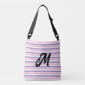 Monogram lavendel roze witte strepen crossbody tas (Voorkant)