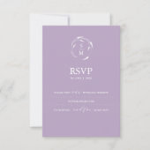 Monogram Lavendel RSVP kaart bruiloft website (Voorkant)