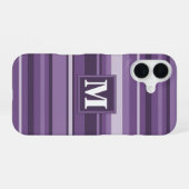 Monogram lavendel strepen iPhone 16 hoesje (Achterkant horizontaal)