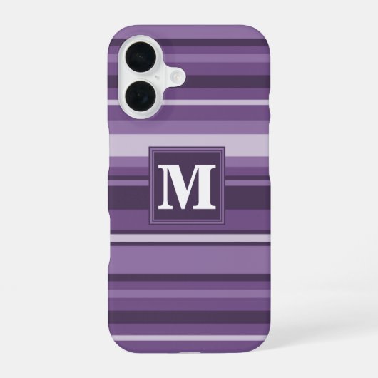 Monogram lavendel strepen iPhone 16 hoesje (Achterkant)