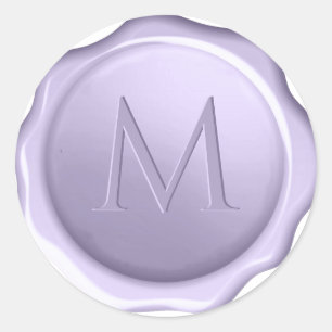 Monogram Lavendel Wax Seal reliëf Initiaal Paarse Ronde Sticker