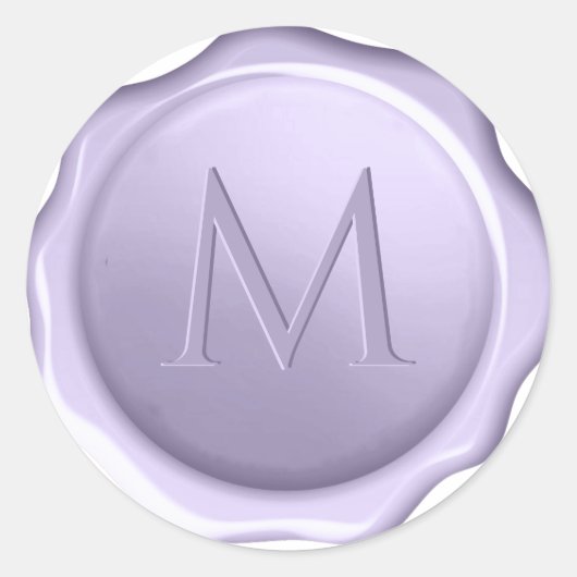 Monogram Lavendel Wax Seal reliëf Initiaal Paarse Ronde Sticker (Voorkant)