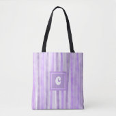 Monogram Lavendelstrepen Aangepast Tote Bag (Voorkant)