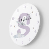 Monogram Lavender Baby Initial Name Nursery Wall Grote Klok (Hoek)