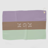 Monogram lavender-, bruin- en mint-stripe-patroon golfhanddoek (Horizontaal)