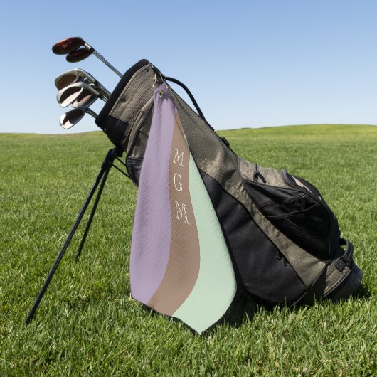 Monogram lavender-, bruin- en mint-stripe-patroon golfhanddoek (Groen)