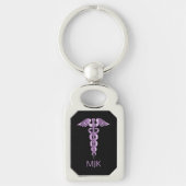 Monogram Lavender Caduceus Sleutelhanger (Voorkant)