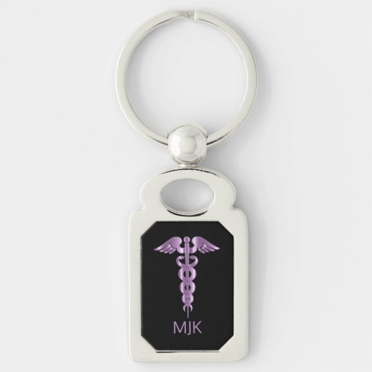 Monogram Lavender Caduceus Sleutelhanger (Voorkant)