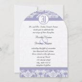 Monogram  Lavender Damask Foto Wedding Kaart (Voorkant)