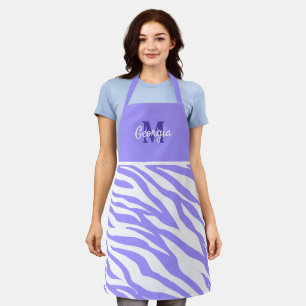 Monogram lavender en witte Zebrastripes Schort