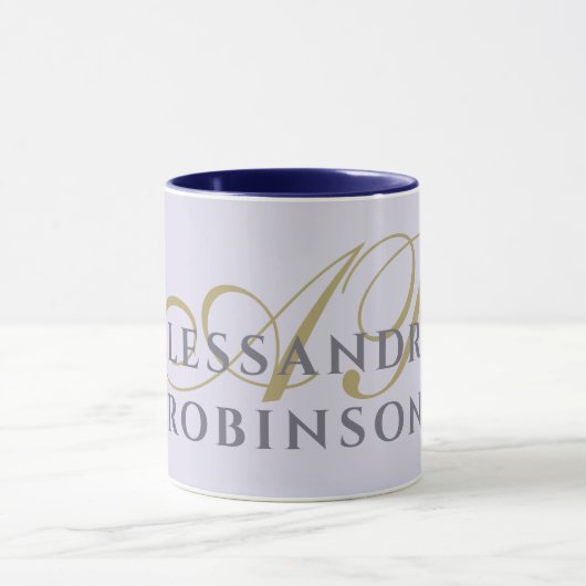 Monogram Lavender Gold Black Minimalist Stylish  Mok (Midden)