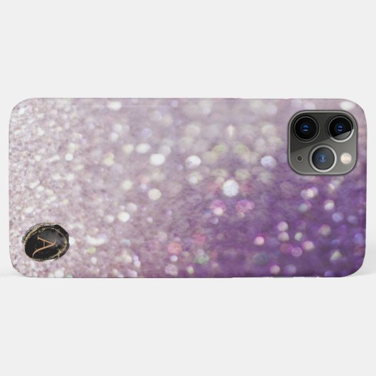 *~* Monogram Lavender Gradient Ombre Glitter Case-Mate iPhone Case (Achterkant (horizontaal))