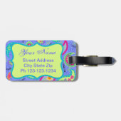 Monogram lavender Green Modern Paisley Pattern Bagagelabel (Achterkant horizontaal)