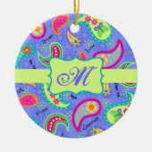 Monogram lavender Green Modern Paisley Pattern Keramisch Ornament (Voorkant)