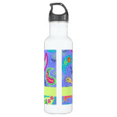 Monogram lavender Green Modern Paisley Pattern Waterfles (Achterkant)