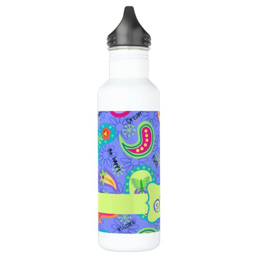 Monogram lavender Green Modern Paisley Pattern Waterfles (Links)