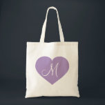 Monogram Lavender Heart Tote Bag<br><div class="desc">Deze canvaszak heeft een vormig lavender hart met een monogram initiaal in het midden. Geweldig bruidsmeisje cadeau.</div>